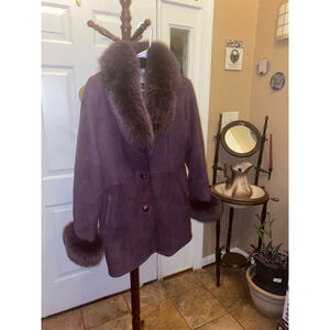 Women's Sammi Purple Leather Coat Size L